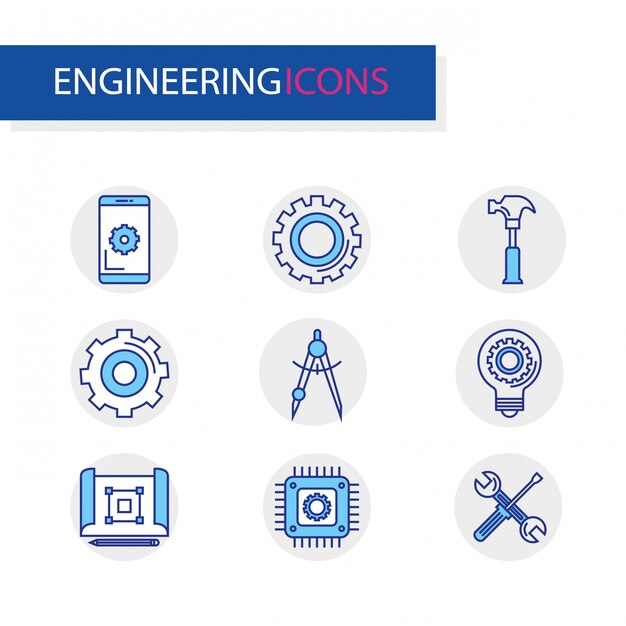 Paquete de iconos de conjuntos de ingeniería