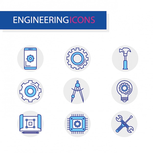 Paquete de iconos de conjuntos de ingeniería