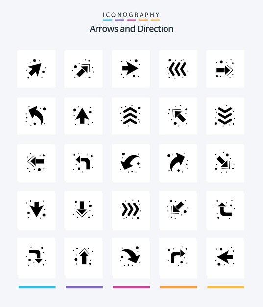Paquete de iconos Creative Arrow 25 Glyph Solid Black como flechas izquierda izquierda flecha arriba