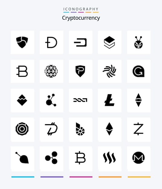 Vector gratuito paquete de iconos creative cryptocurrency 25 glyph solid black como stratis crypto currency crypto crypto dash