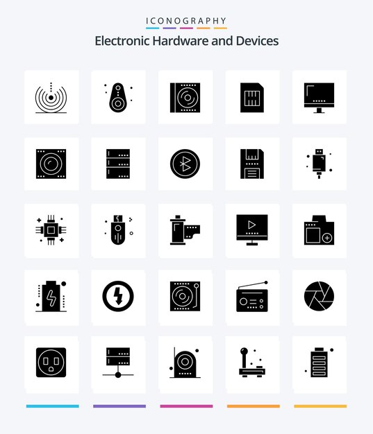 Paquete de iconos Creative Devices 25 Glyph Solid Black, como tarjeta de seguimiento de teléfono móvil digital