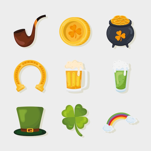 Vector gratuito paquete de iconos del día de san patricio