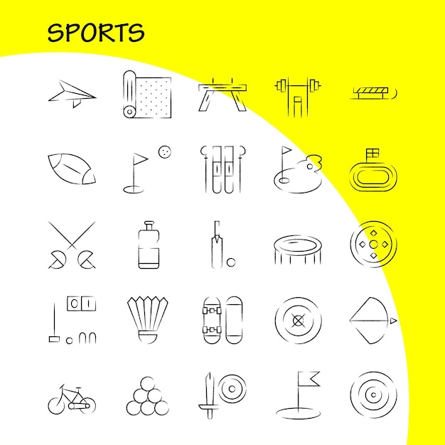 Vector gratuito paquete de iconos dibujados a mano de deportes para diseñadores y desarrolladores iconos de mat sport deportes yoga billar pool snooker sport vector