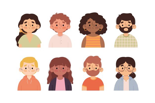 Paquete de iconos de diferentes perfiles dibujados a mano
