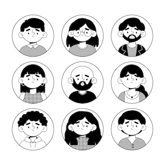 Paquete de iconos de diferentes perfiles de diseño plano