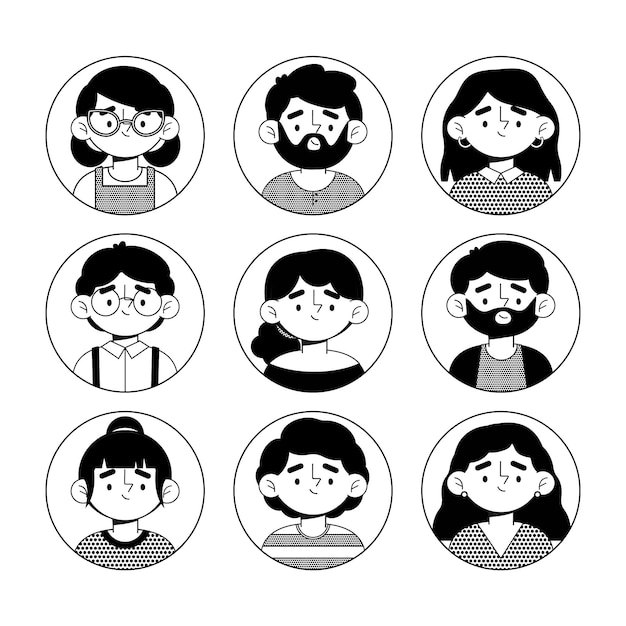 Paquete de iconos de diferentes perfiles de diseño plano