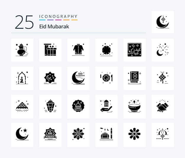 Vector gratuito paquete de iconos eid mubarak 25 solid glyph que incluye alarma de tiempo eid eid man