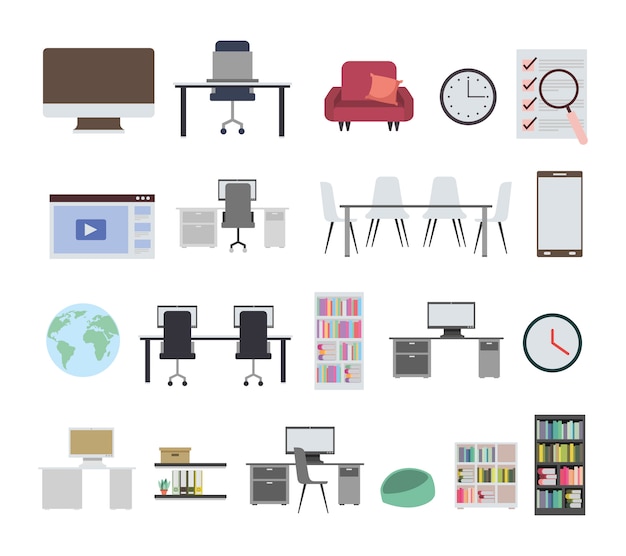 Paquete de iconos de equipos de oficina