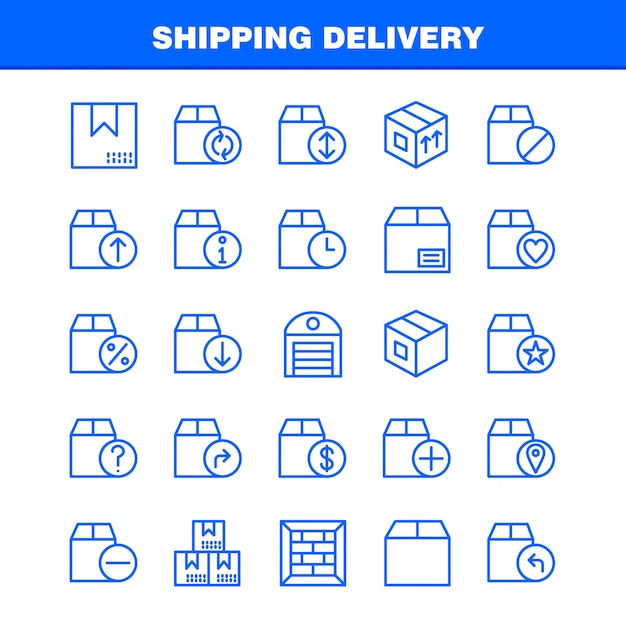 Paquete de iconos de línea de entrega de envío
