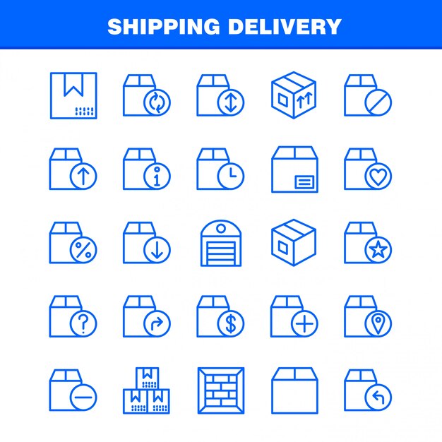 Paquete de iconos de línea de entrega de envío
