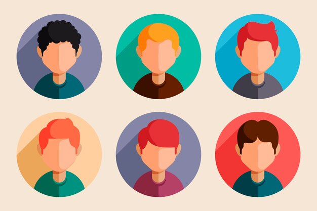 Paquete de iconos de perfil de diseño plano