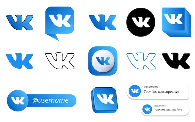 Paquete de iconos de redes sociales de 14 vk