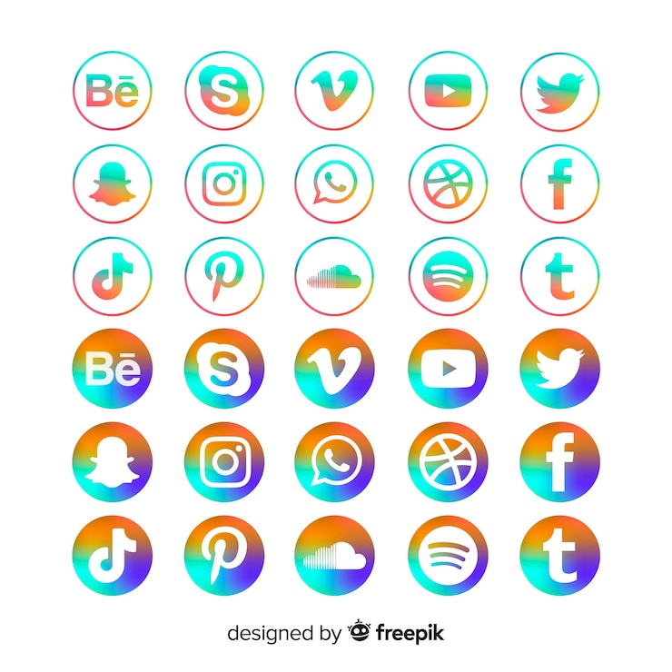 Vector gratuito paquete de iconos de redes sociales gradiente