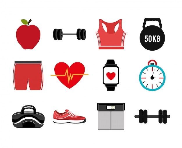 Vector gratuito paquete de iconos set fitness