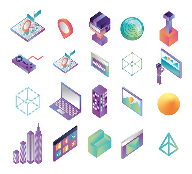 Paquete de iconos de tecnología de realidad virtual