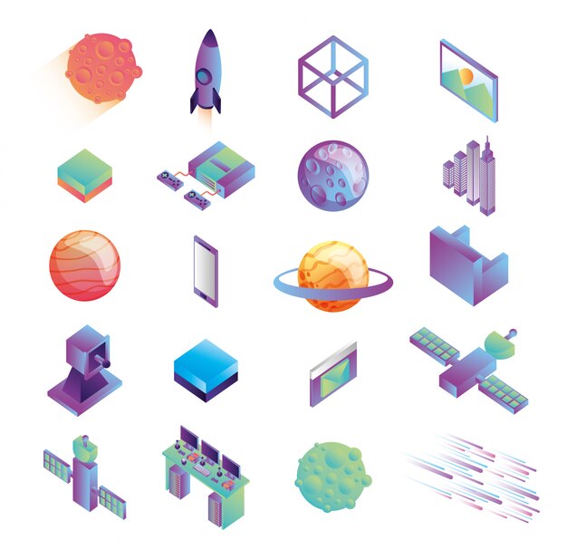 Paquete de iconos de tecnología de realidad virtual