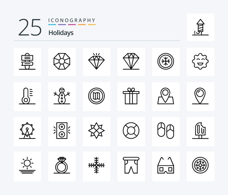 Paquete de íconos de vacaciones de 25 líneas que incluye galleta de emojis de regalo de navidad de muñeco de nieve