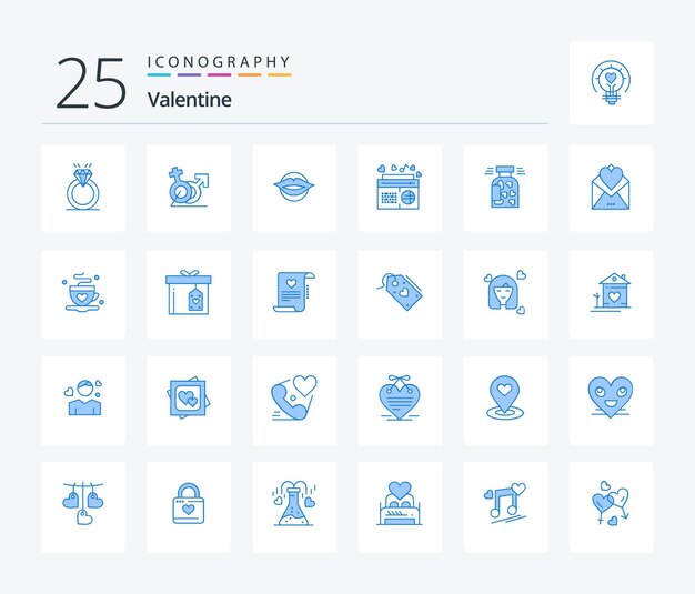Paquete de íconos Valentine 25 Blue Color que incluye radio fm gander beauty valentines