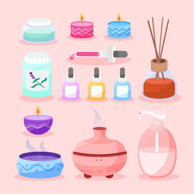 Paquete de ilustración de aromaterapia dibujado a mano