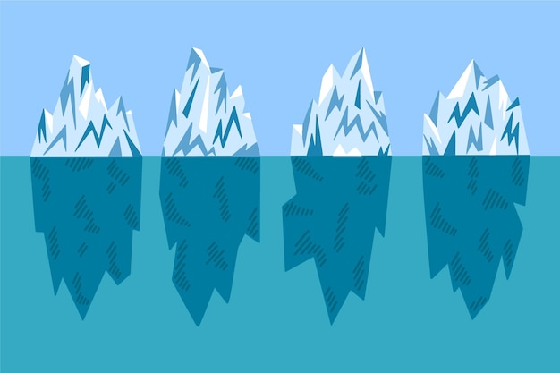 Paquete de ilustración de iceberg de diseño plano