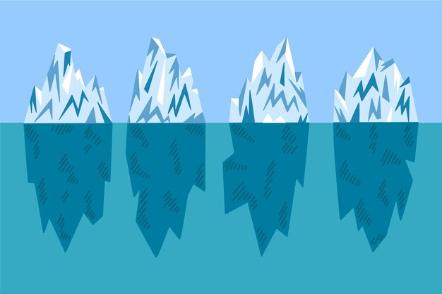 Paquete de ilustración de iceberg de diseño plano
