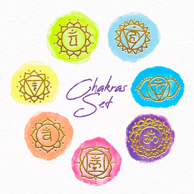 Paquete de ilustraciones de chakras coloridos