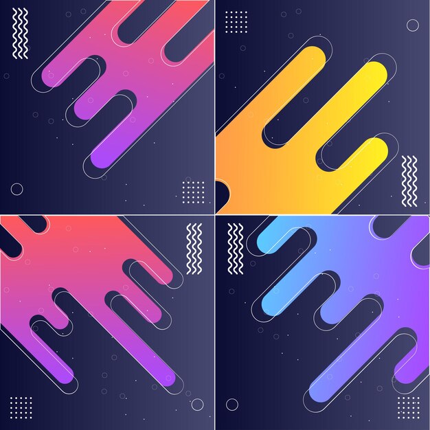 Paquete de ilustraciones vectoriales de 4 fondos modernos con formas diseñadas