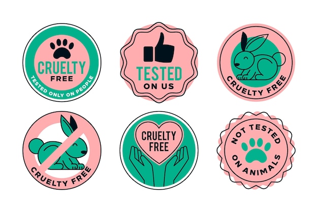 Paquete ilustrado de insignias libres de crueldad