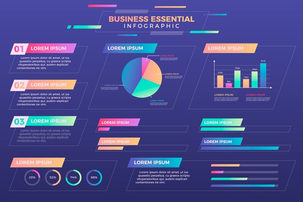 Paquete de infografía degradado colorido