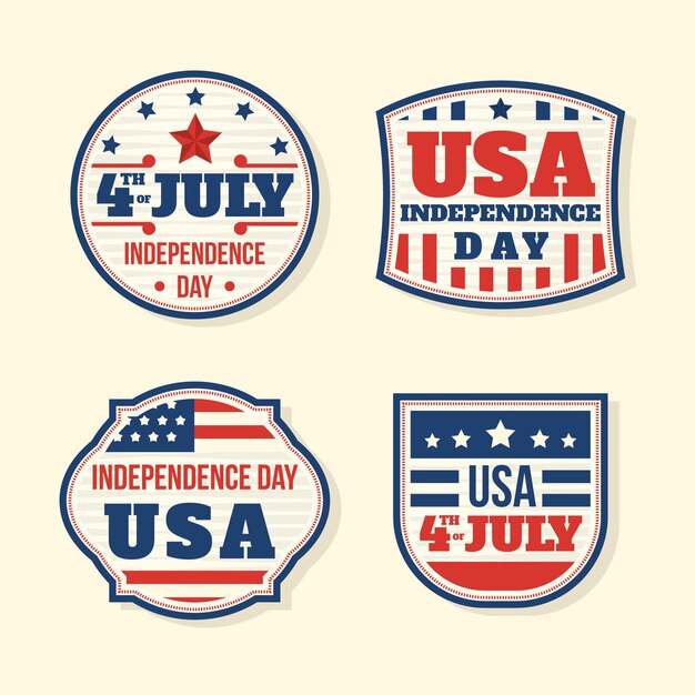Paquete de insignia vintage del 4 de julio