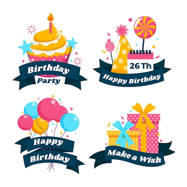 Paquete de insignias de cumpleaños detallado