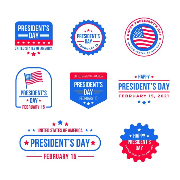 Vector gratuito paquete de insignias del evento del día del presidente