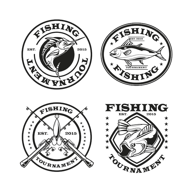Paquete de insignias de pesca vintage