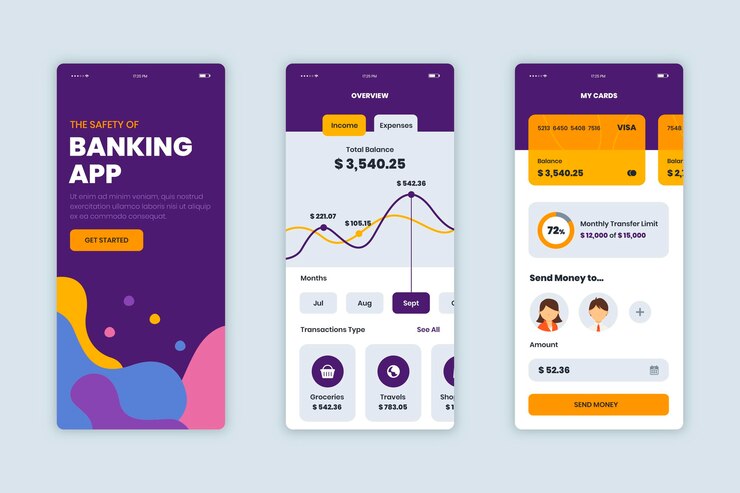 Vector gratuito paquete de interfaz de la aplicación bancaria