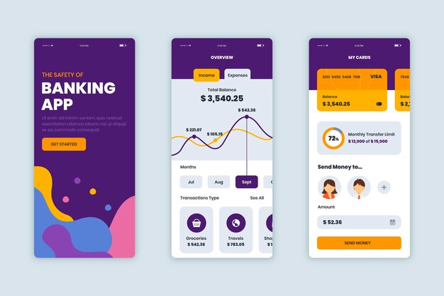 Paquete de interfaz de la aplicación bancaria