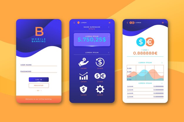 Paquete de interfaz de la aplicación bancaria
