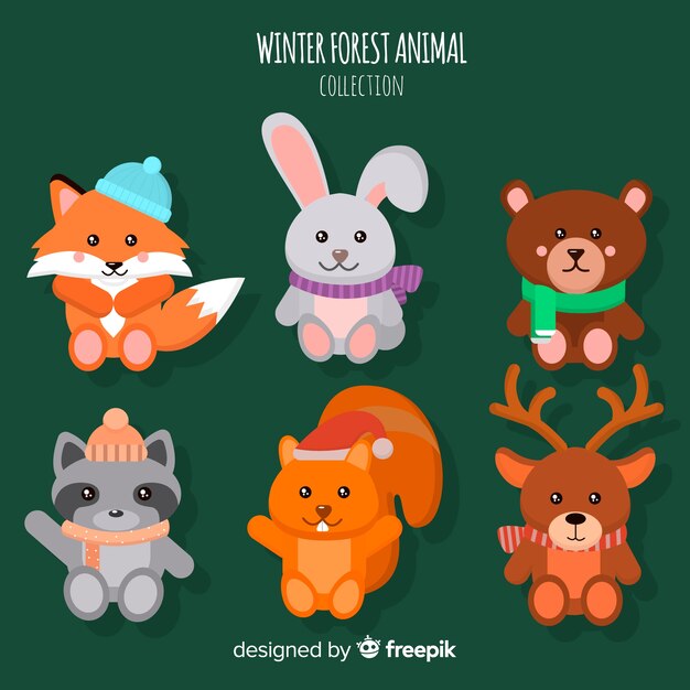 Paquete invierno animales del bosque monos
