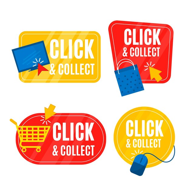 Paquete de letreros de clic y recogida detallado