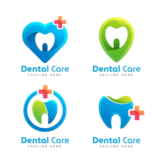 Vector gratuito paquete de logo dental degradado