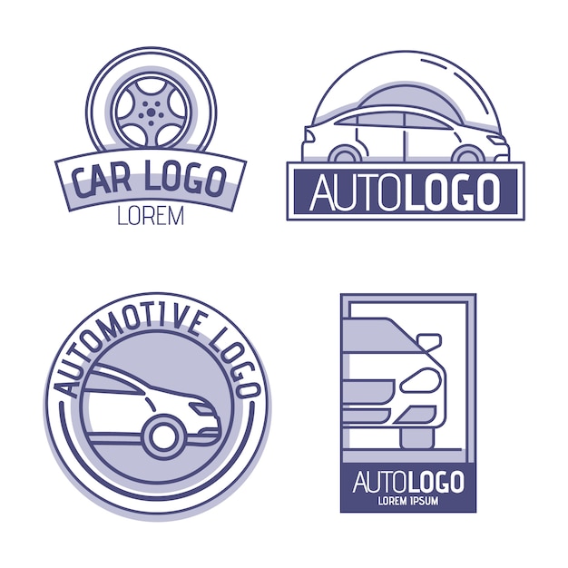 Vector gratuito paquete de logotipo de coche de diseño plano