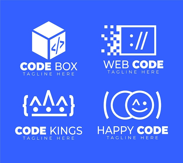 Paquete de logotipo de código de diseño plano