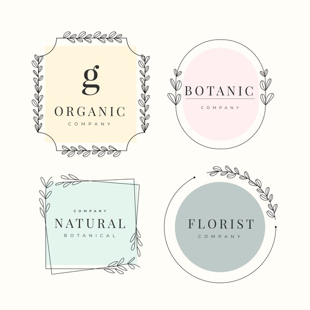 Paquete de logotipo de empresa natural en estilo minimal