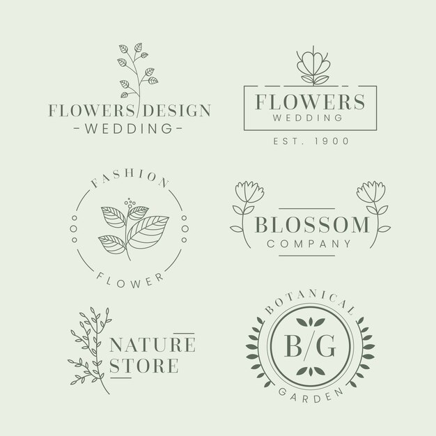 Paquete de logotipo de empresa natural en estilo minimalista