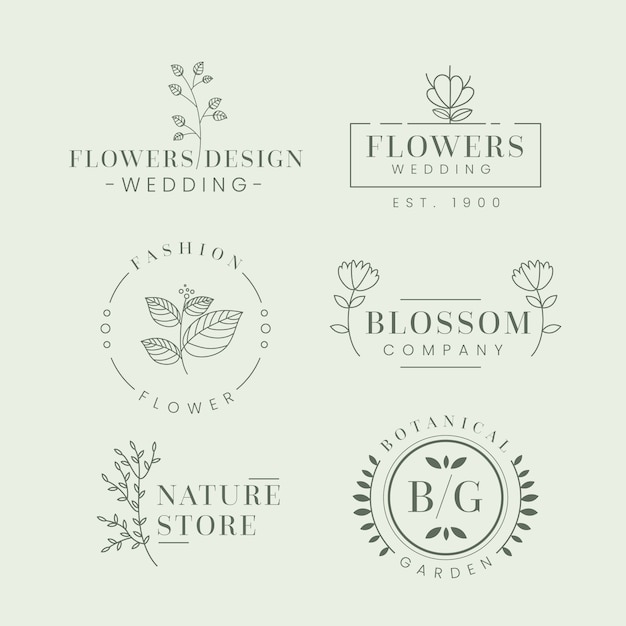 Paquete de logotipo de empresa natural en estilo minimalista