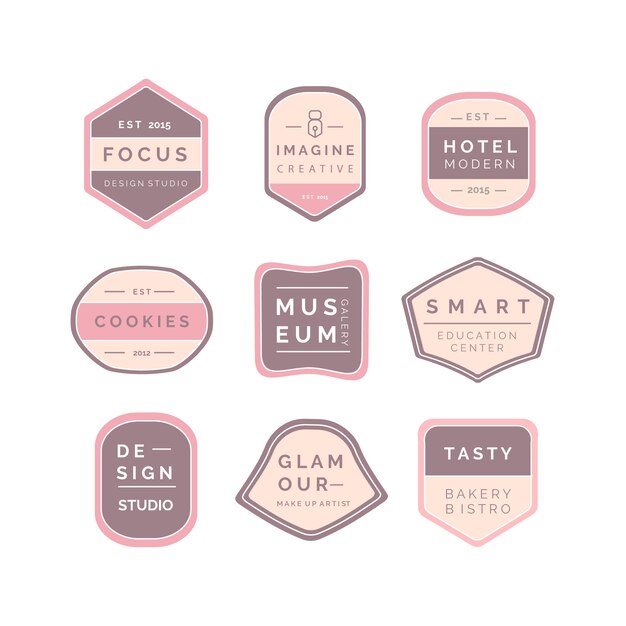 Paquete de logotipo minimalista con colores pastel.