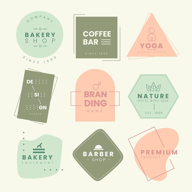 Paquete de logotipo minimalista con colores pastel.