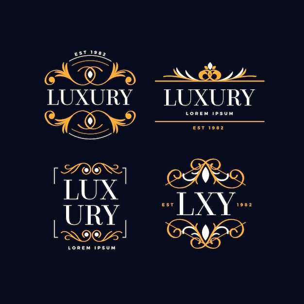 Paquete de logotipo retro de lujo