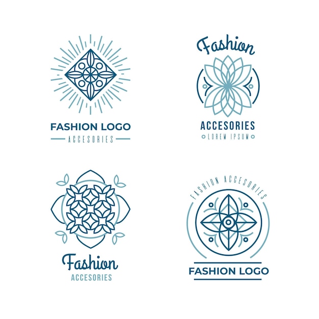 Paquete de logotipos de accesorios de moda de diseño plano