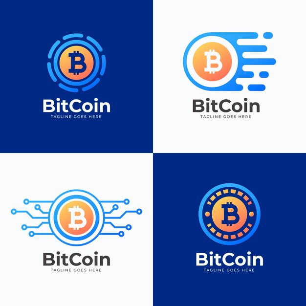 Paquete de logotipos degradados de bitcoin