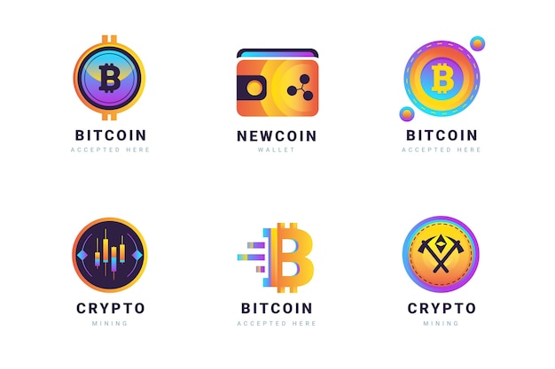 Paquete de logotipos degradados de bitcoin